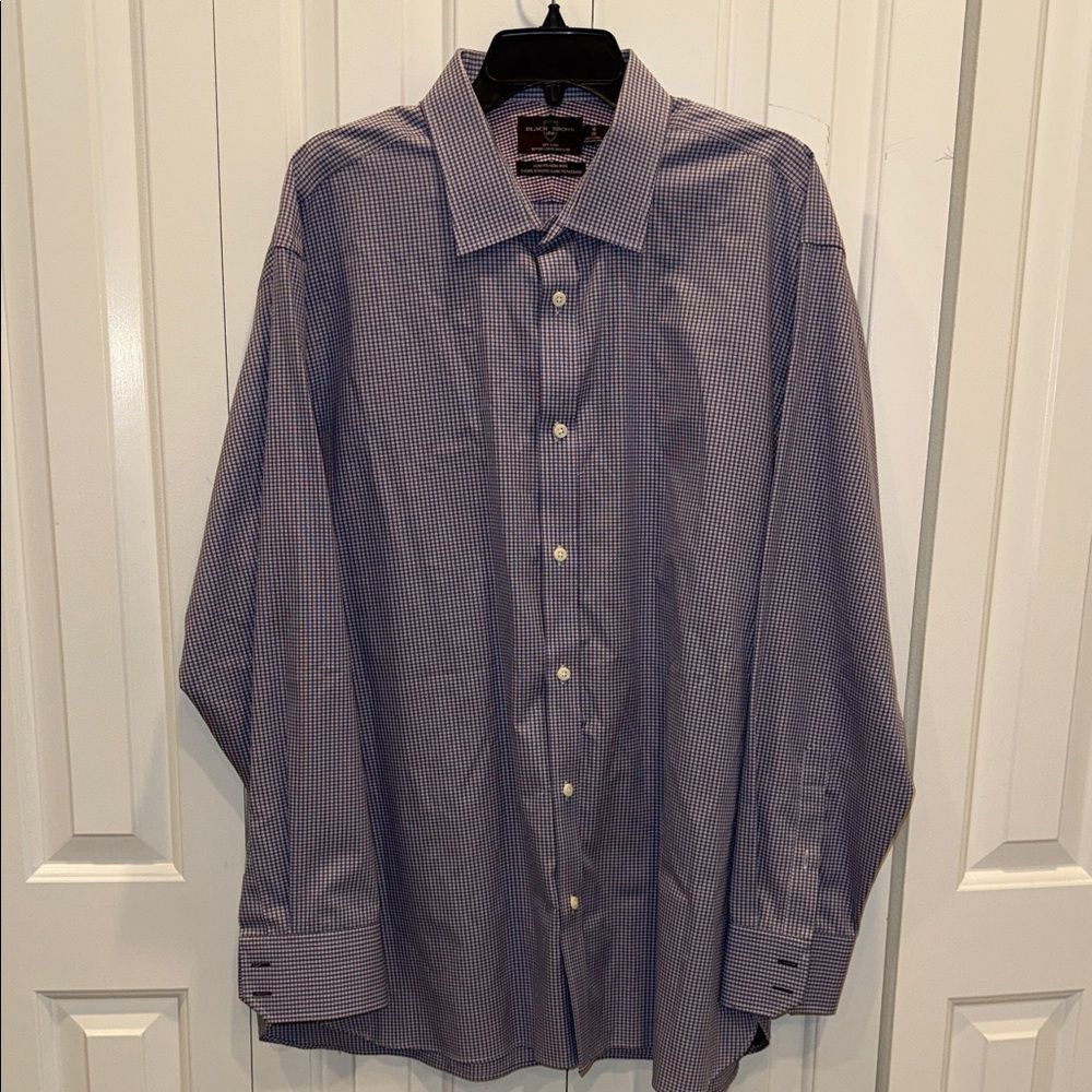 Black Brown 1826 Men's Blue Micro-Check Dress Shirt